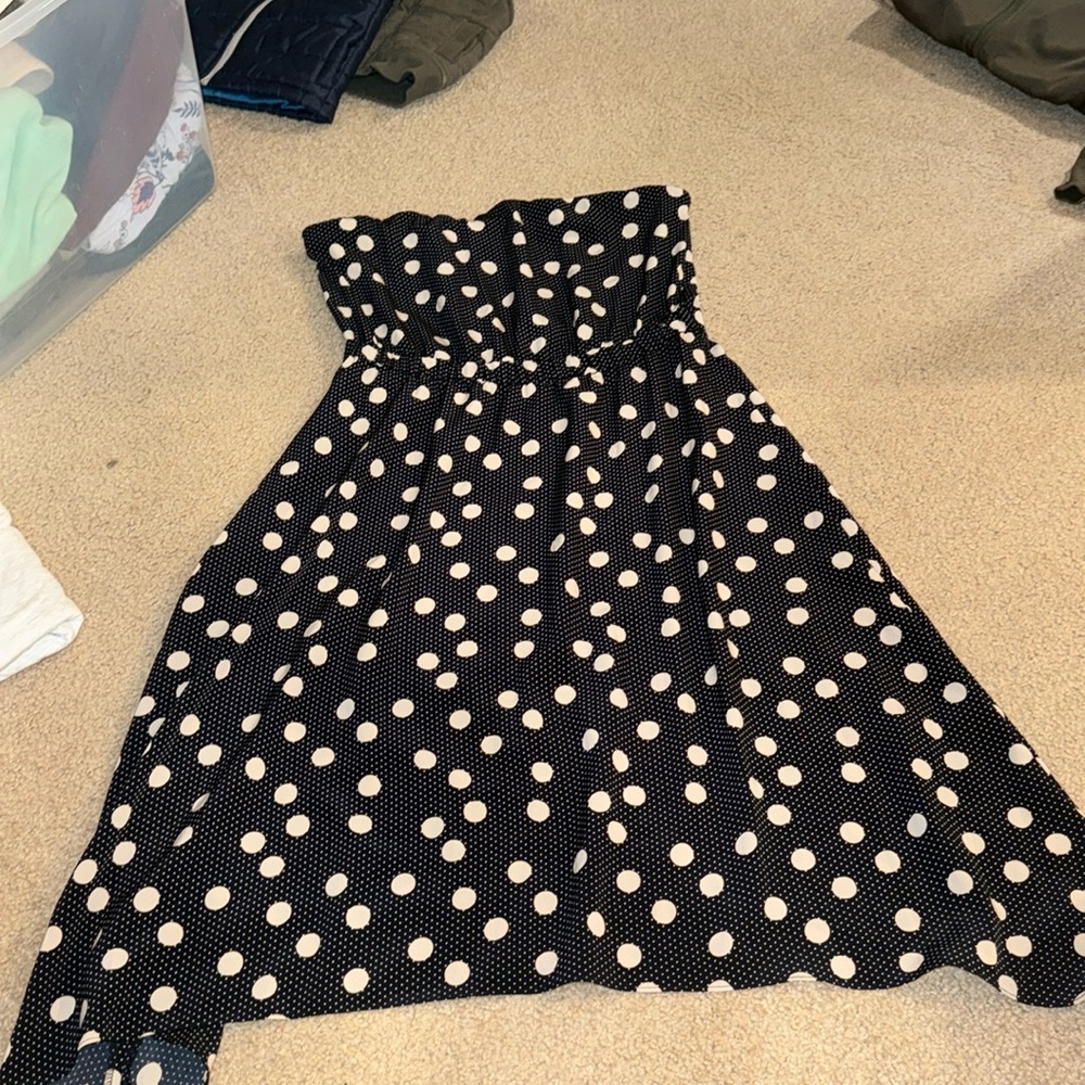 Polka dot strapless dress